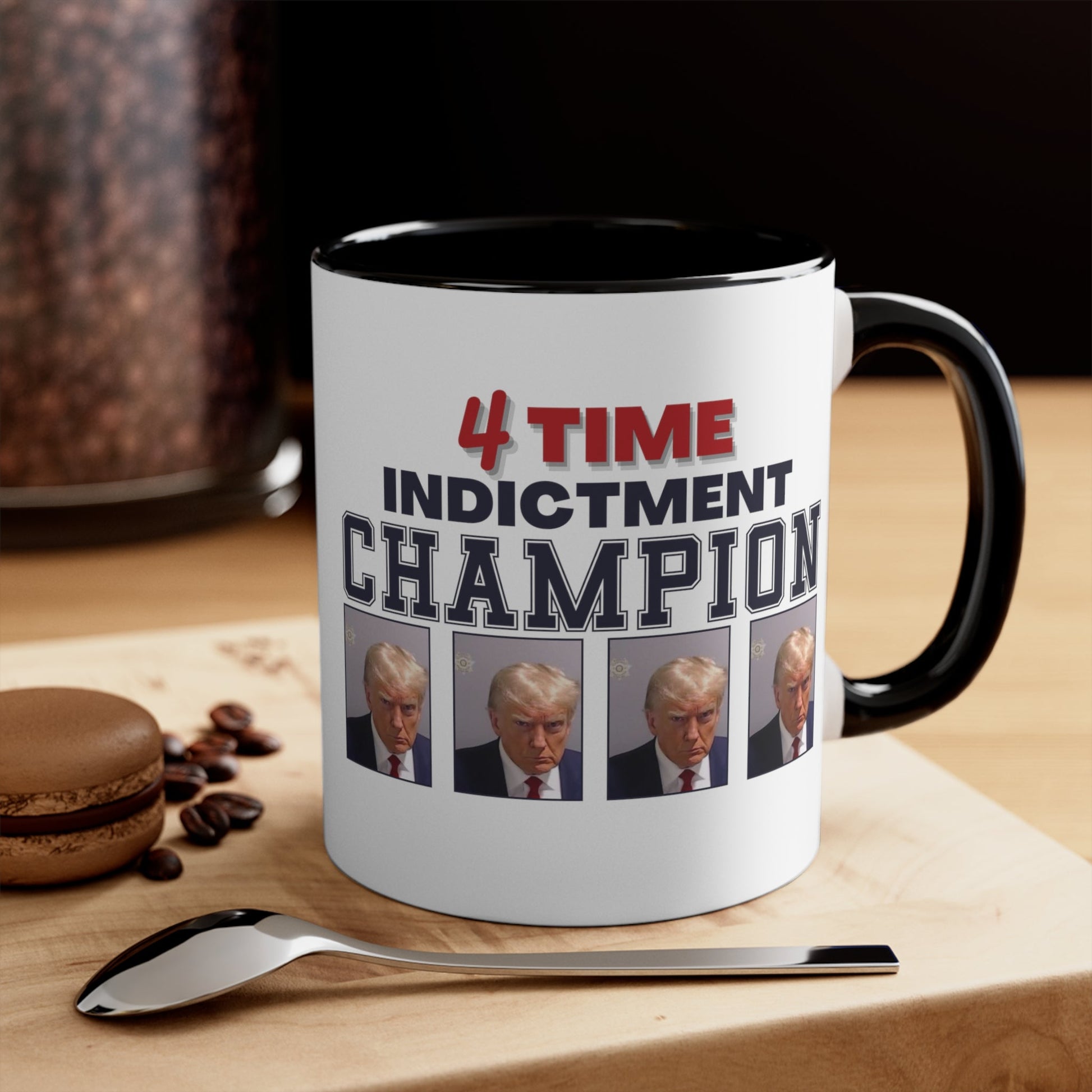 Trump Mugshot 4 Time Indictment Champion Mug (3 Colors, 2 Sizes) - PatriotDepot.com