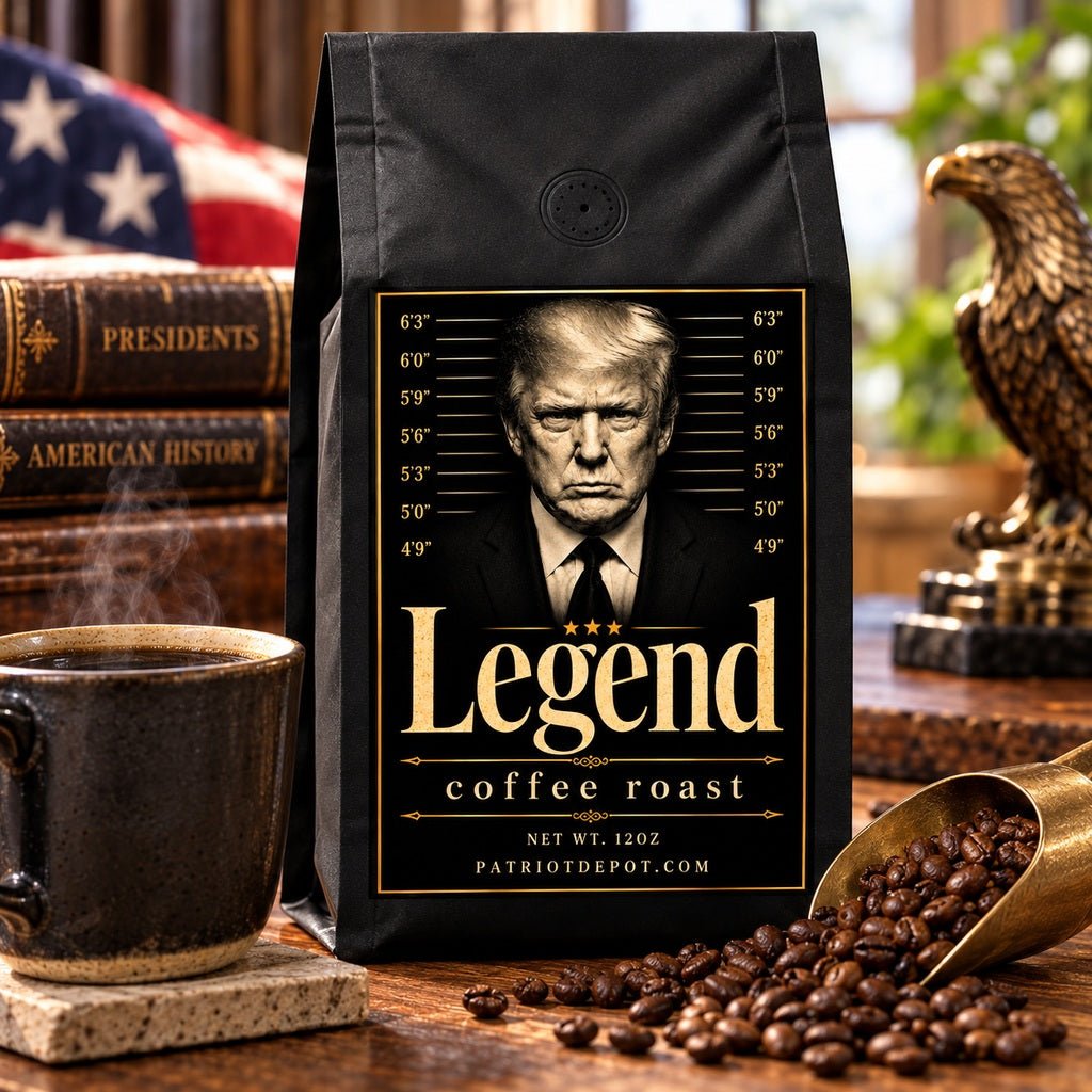 Trump Mugshot "LEGEND" Coffee Roast (Med-Dark) - PatriotDepot.com