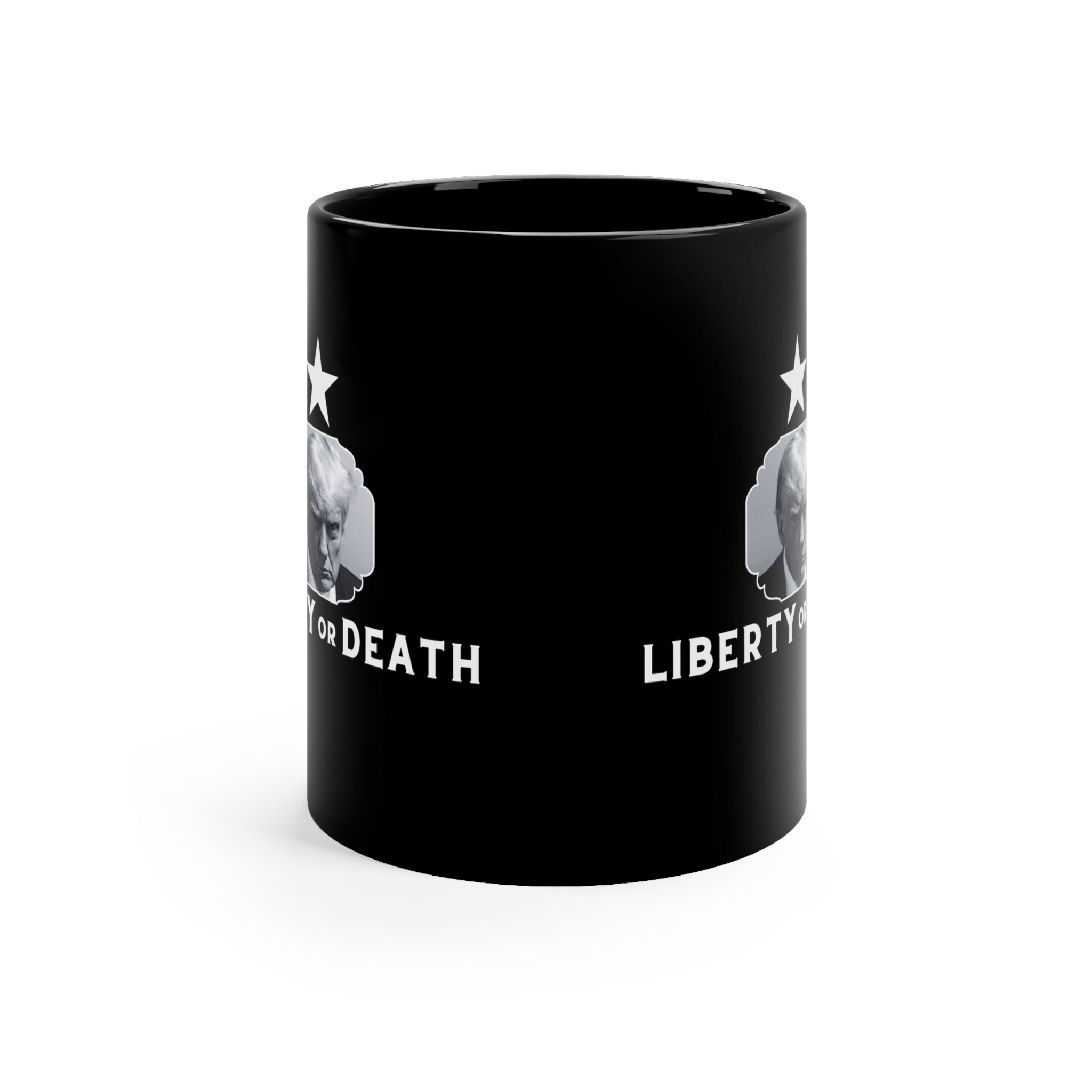 Trump Mugshot Liberty or Death (Texas Star) Mug - PatriotDepot.com