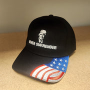 Trump Mugshot Never Surrender Embroidered Hat w/Flag Bill (Black) - PatriotDepot.com