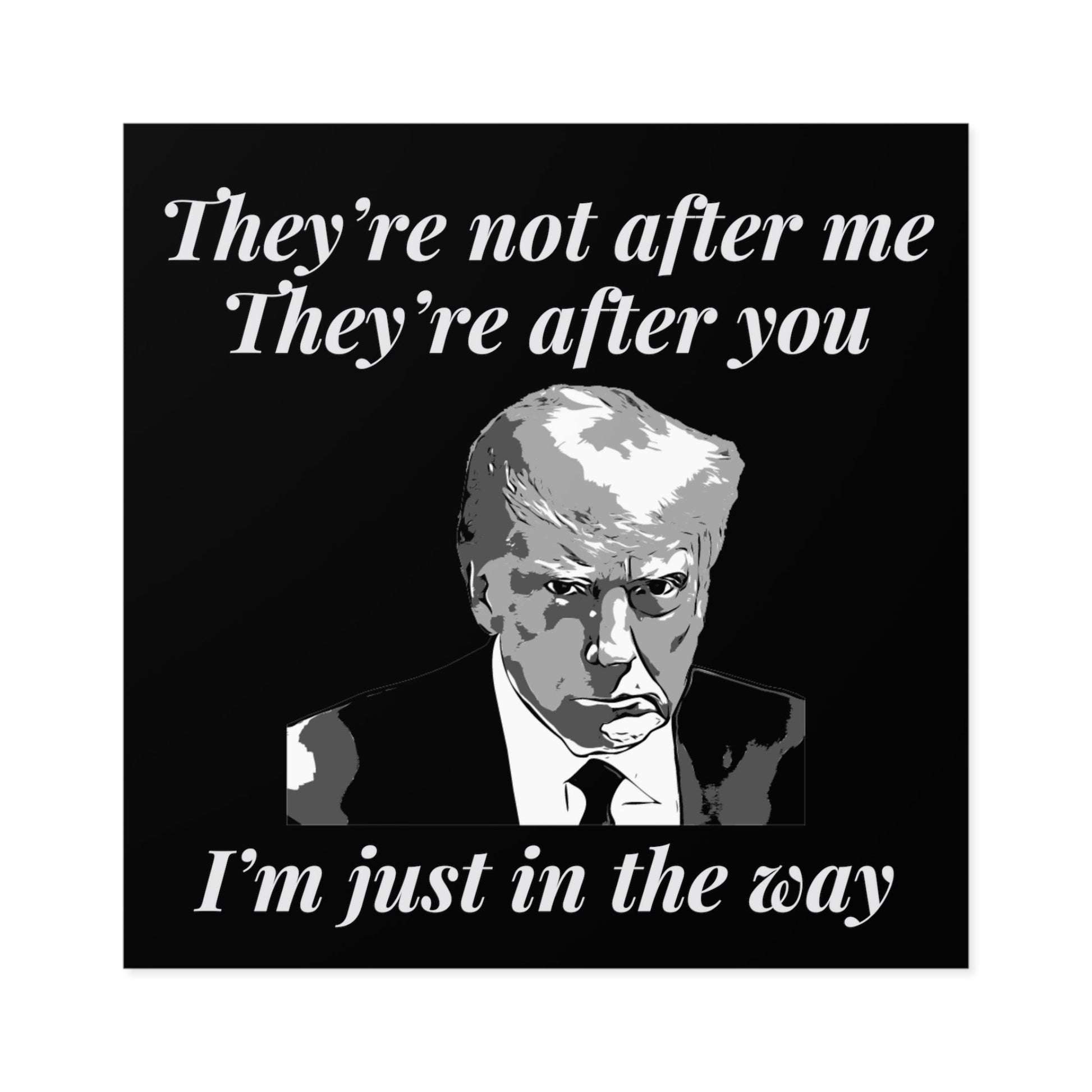 Trump Mugshot "They're Not After Me. They're After You. I'm Just In The Way" Sticker (3 Sizes) - PatriotDepot.com