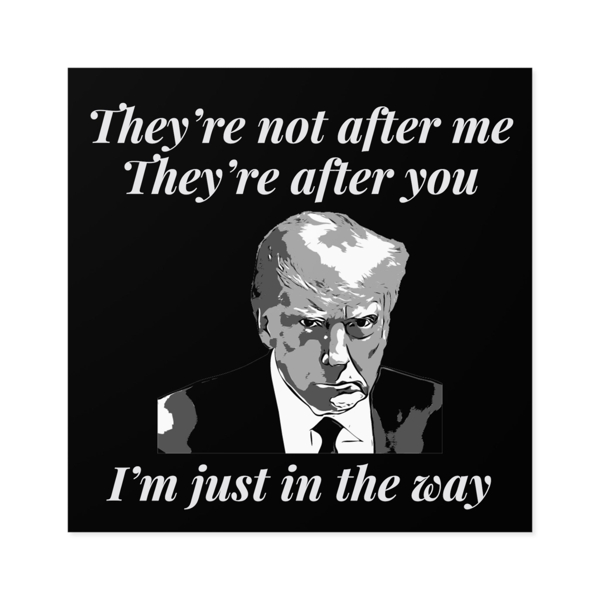 Trump Mugshot "They're Not After Me. They're After You. I'm Just In The Way" Sticker (3 Sizes) - PatriotDepot.com