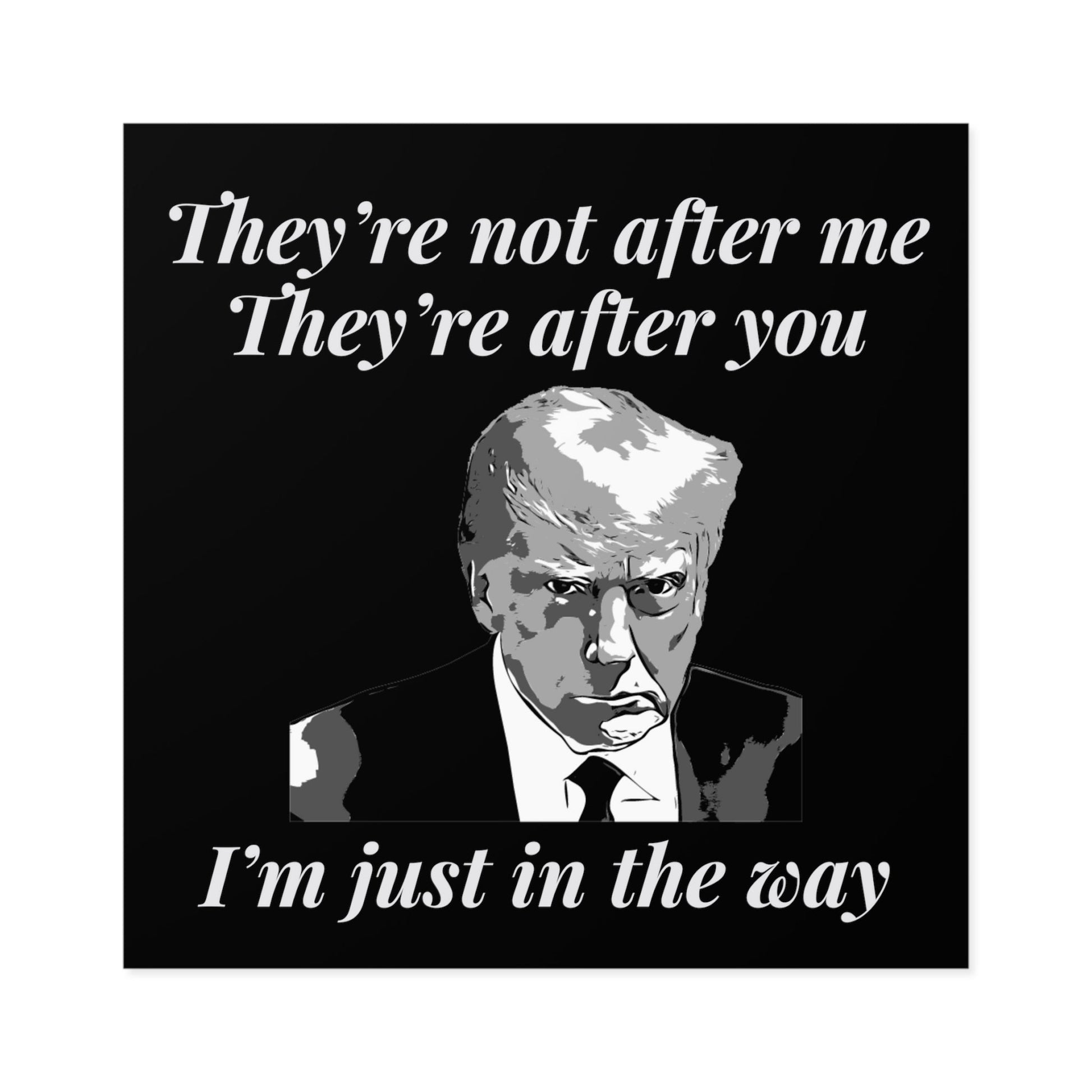 Trump Mugshot "They're Not After Me. They're After You. I'm Just In The Way" Sticker (3 Sizes) - PatriotDepot.com