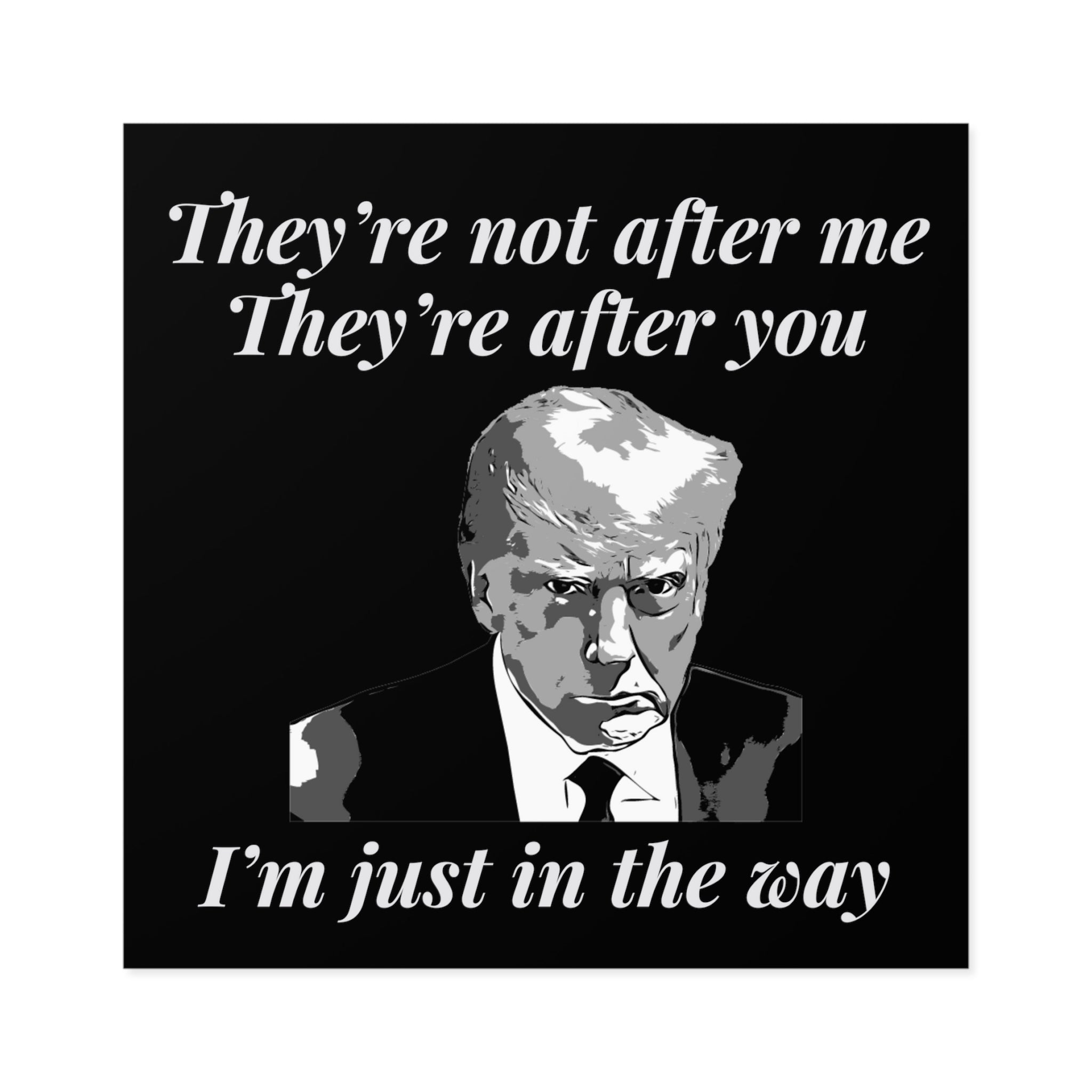 Trump Mugshot "They're Not After Me. They're After You. I'm Just In The Way" Sticker (3 Sizes) - PatriotDepot.com