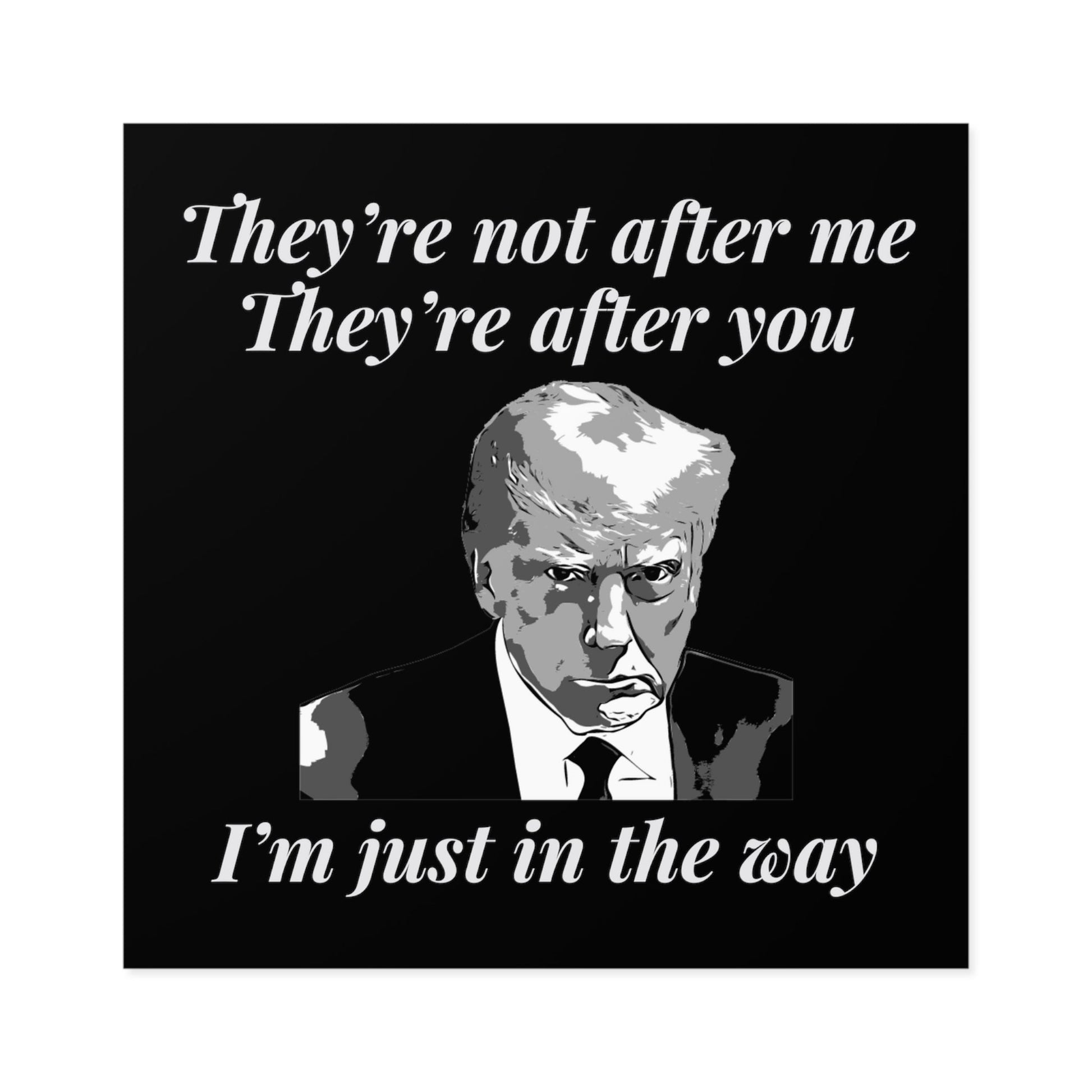 Trump Mugshot "They're Not After Me. They're After You. I'm Just In The Way" Sticker (3 Sizes) - PatriotDepot.com