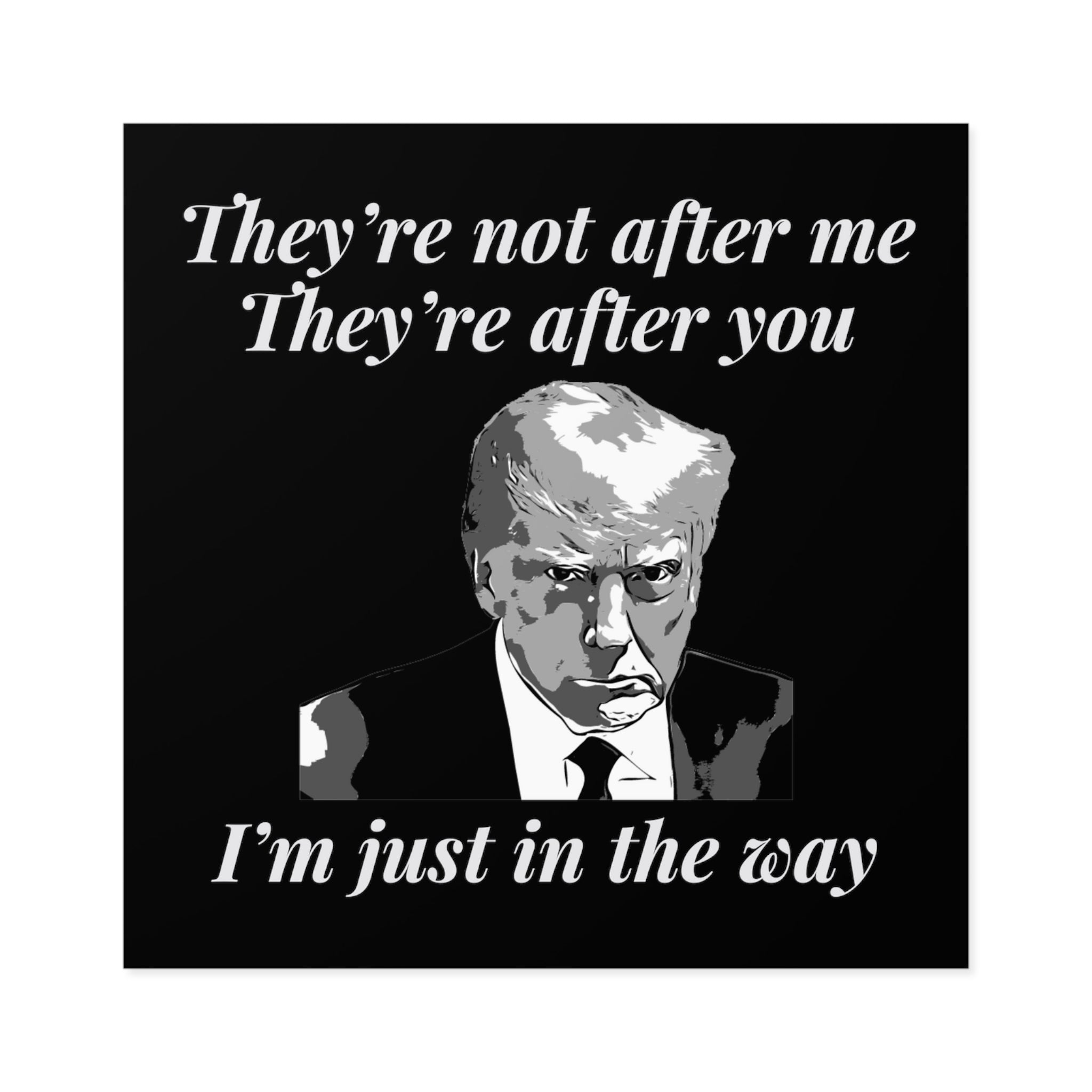 Trump Mugshot "They're Not After Me. They're After You. I'm Just In The Way" Sticker (3 Sizes) - PatriotDepot.com