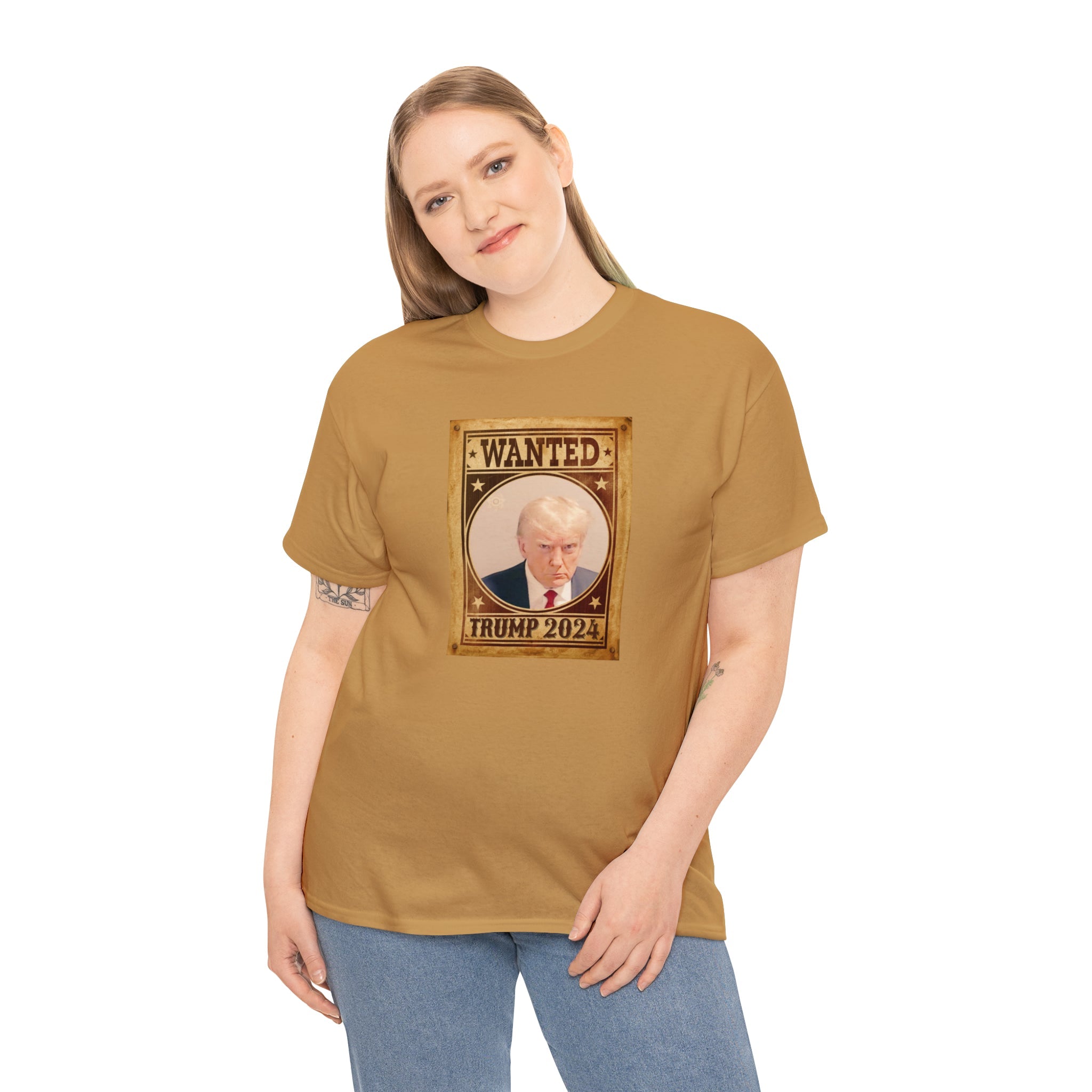 Trump Mugshot Wanted Poster Unisex T-Shirt (Russet) - PatriotDepot.com
