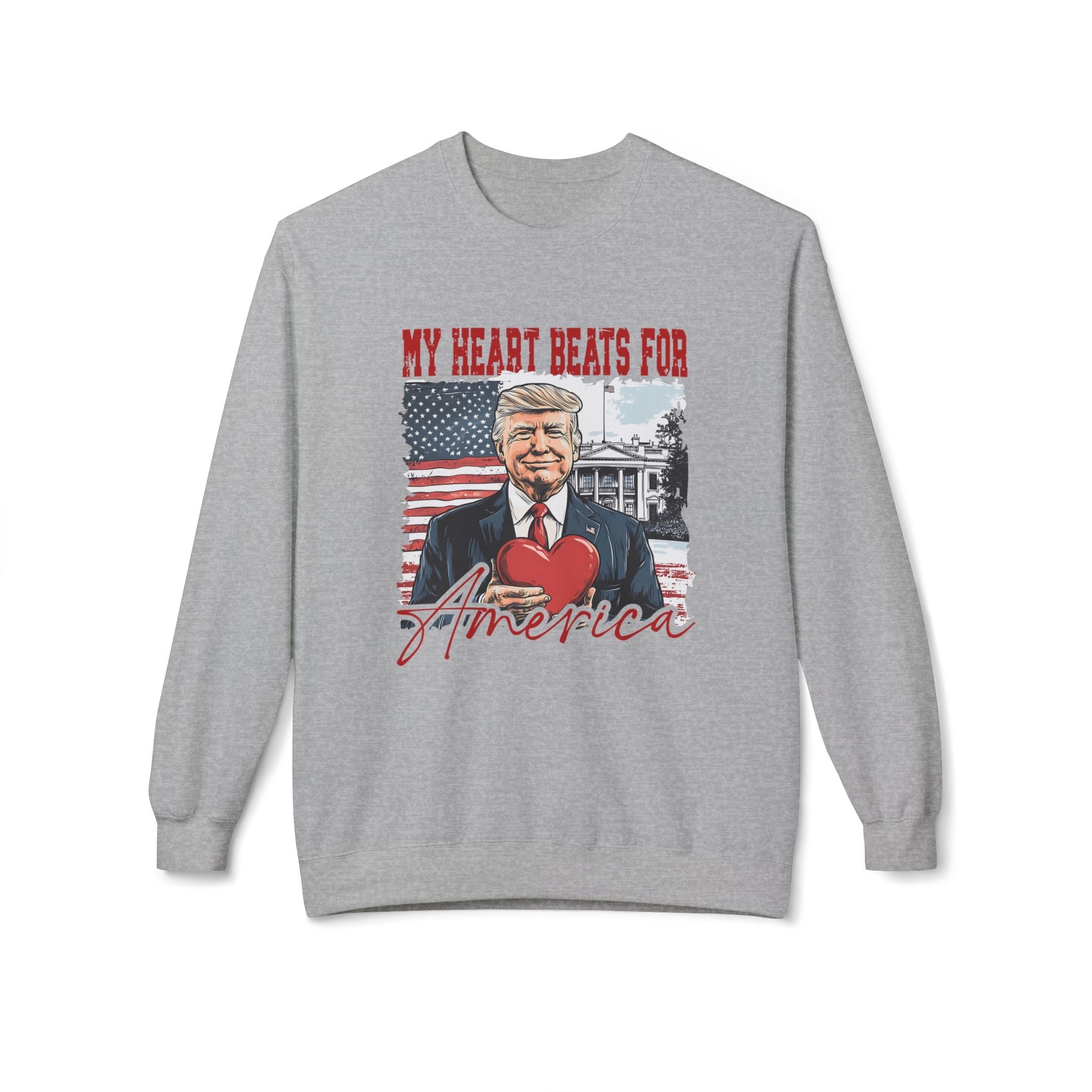 Trump "My Heart Beats for America" Softstyle Sweatshirt - PatriotDepot.com