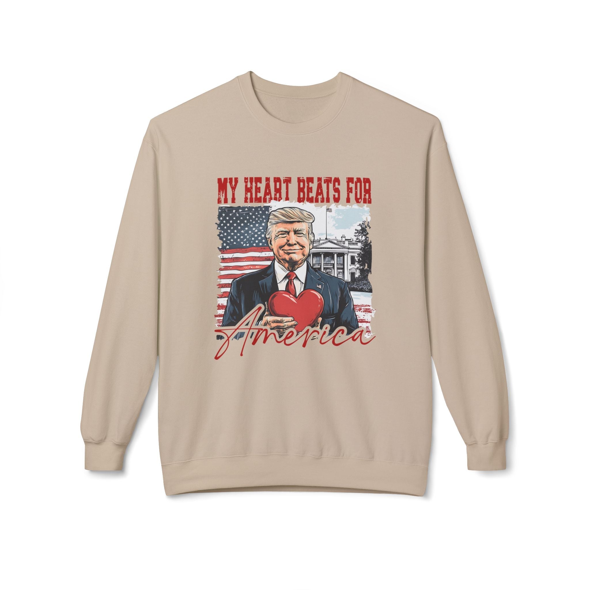 Trump "My Heart Beats for America" Softstyle Sweatshirt - PatriotDepot.com