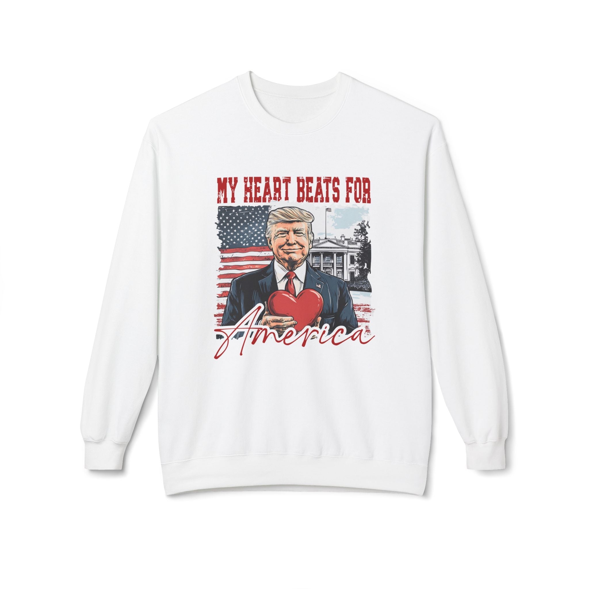 Trump "My Heart Beats for America" Softstyle Sweatshirt - PatriotDepot.com