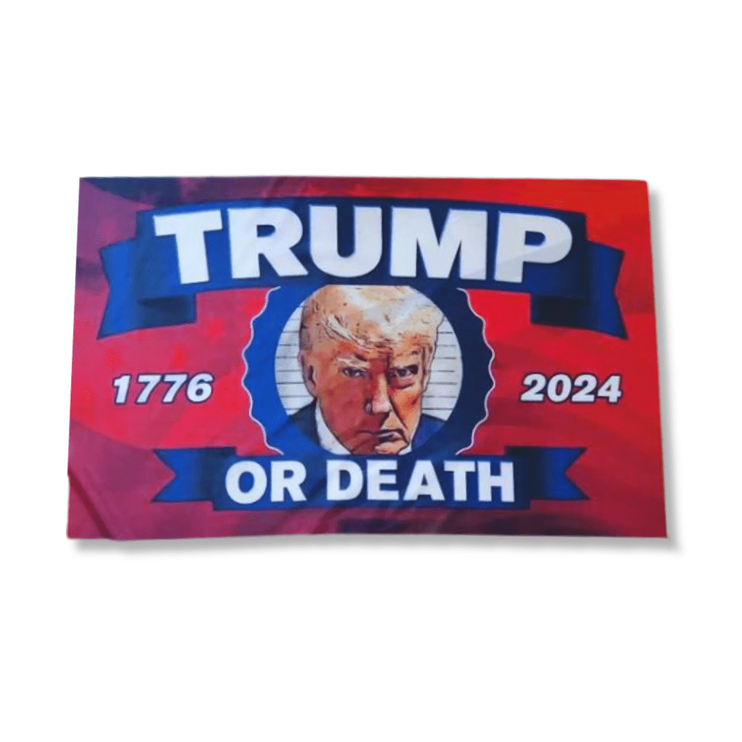 Trump or Death Mugshot 3'x5' Flag (Red) - PatriotDepot.com