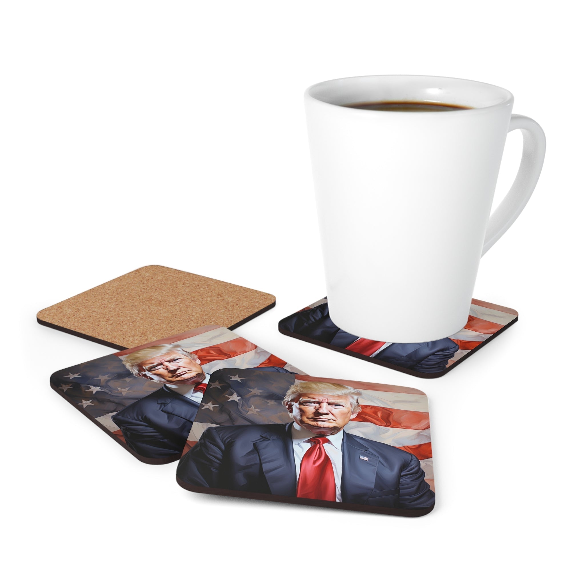 Trump Patriotic Corkwood Coaster Set (4 Pack) - PatriotDepot.com