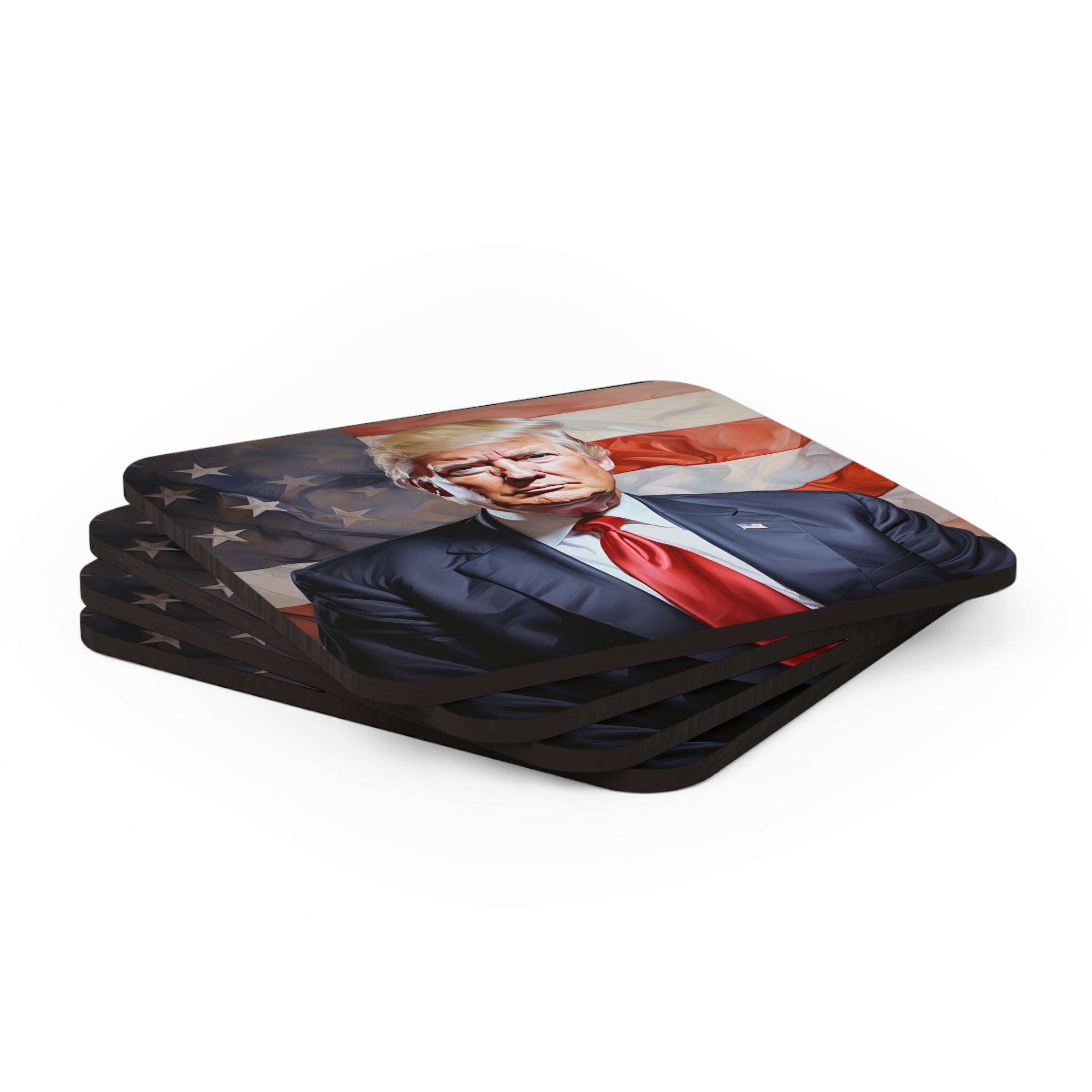 Trump Patriotic Corkwood Coaster Set (4 Pack) - PatriotDepot.com