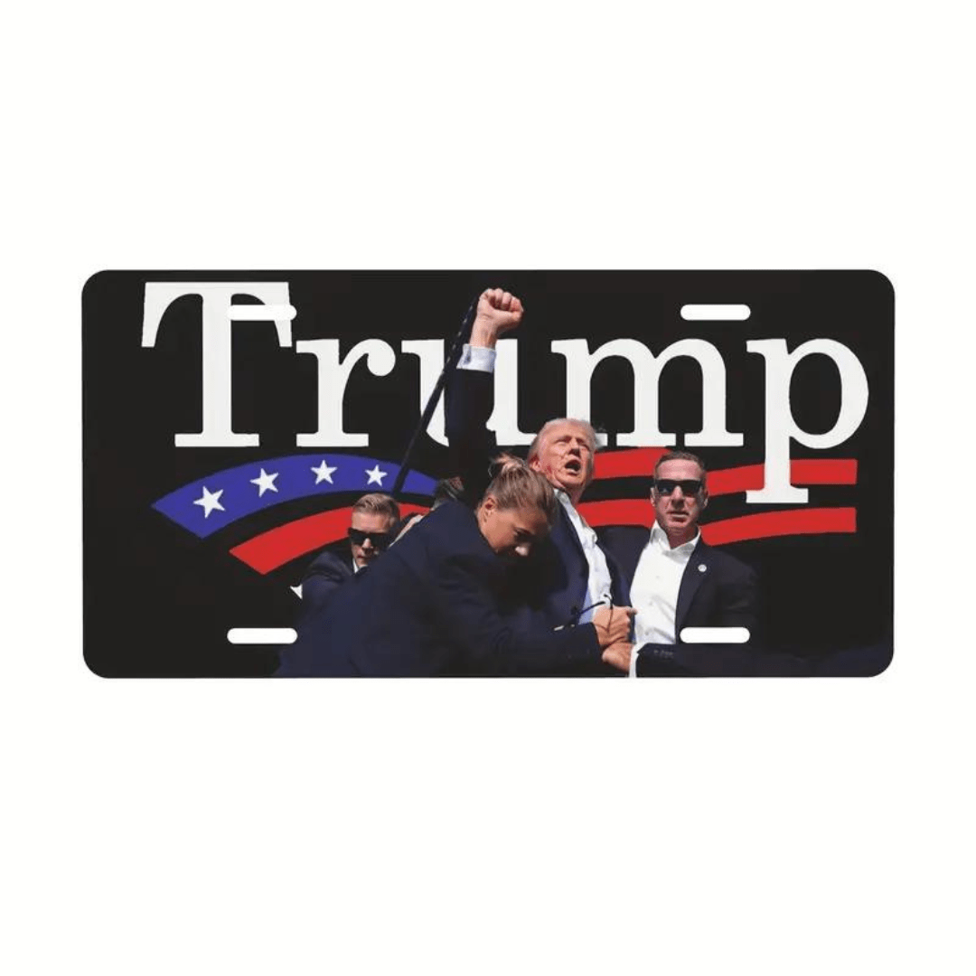 Trump Patriotic Fight License Plate - PatriotDepot.com