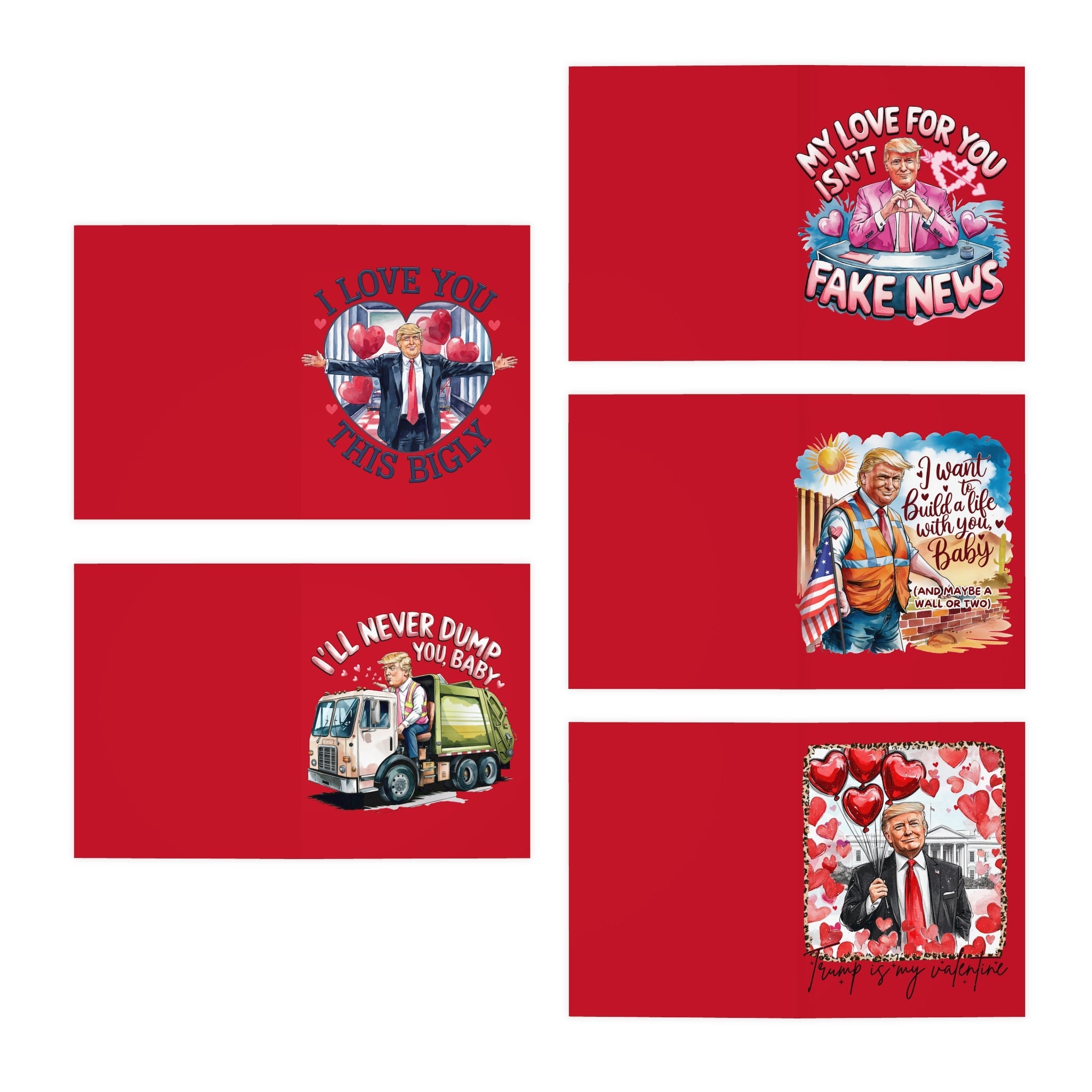 Trump Red Valentine Day Greeting Cards (5 - Pack) w/envelopes - PatriotDepot.com