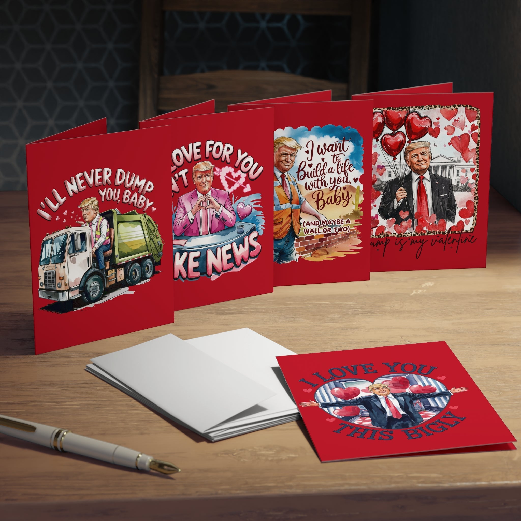 Trump Red Valentine Day Greeting Cards (5 - Pack) w/envelopes - PatriotDepot.com