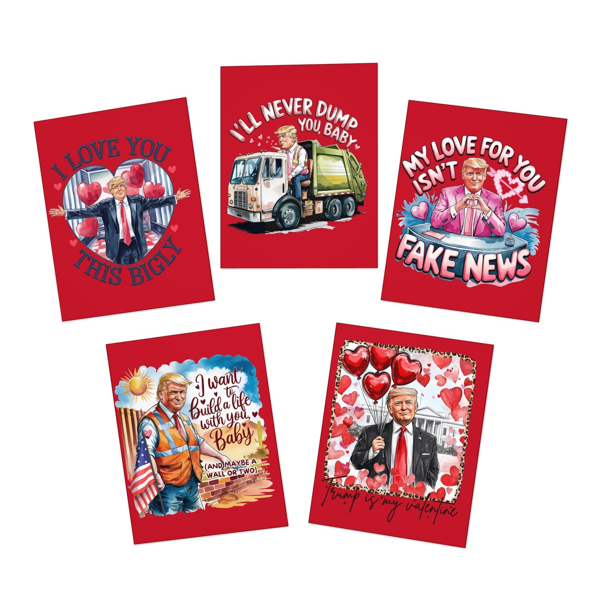 Trump Red Valentine Day Greeting Cards (5 - Pack) w/envelopes - PatriotDepot.com