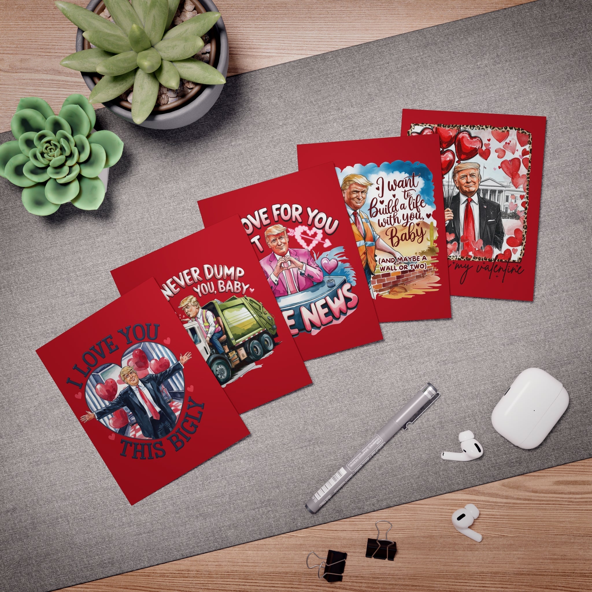 Trump Red Valentine Day Greeting Cards (5 - Pack) w/envelopes - PatriotDepot.com