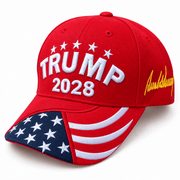 Trump Signature 2028 Custom Embroidered Hat with Flag Bill - PatriotDepot.com