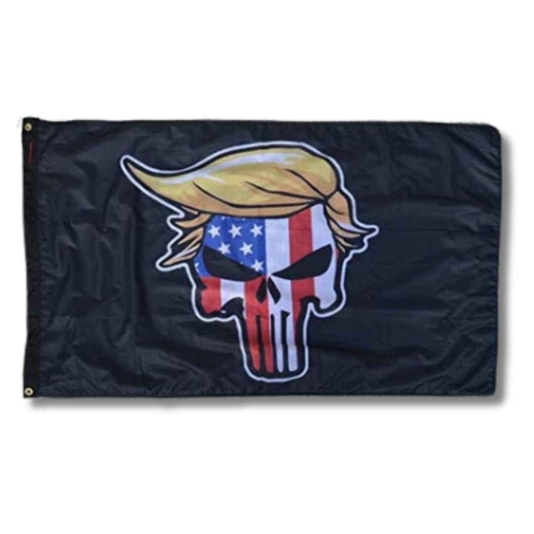 Trump Stars & Stripes Punisher (Swoop Design) Flag - PatriotDepot.com
