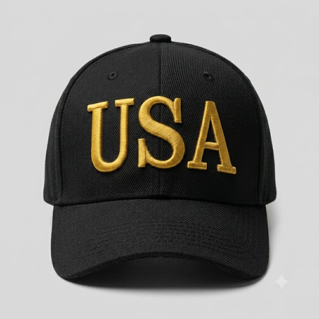 Trump USA Black Gold Embroidered Hat | Premium Embroidery - PatriotDepot.com