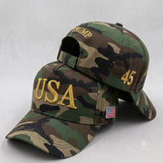 Trump USA Camo & Gold Embroidered Hat | Premium 4-Sided Embroidery - PatriotDepot.com