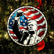 Trump USA "Fight" Stained Glass Design Ornament (In velvet pouch) - PatriotDepot.com