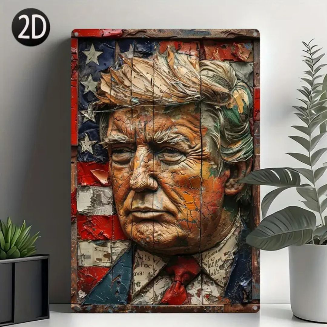 Trump USA Portrait Metal Sign - PatriotDepot.com