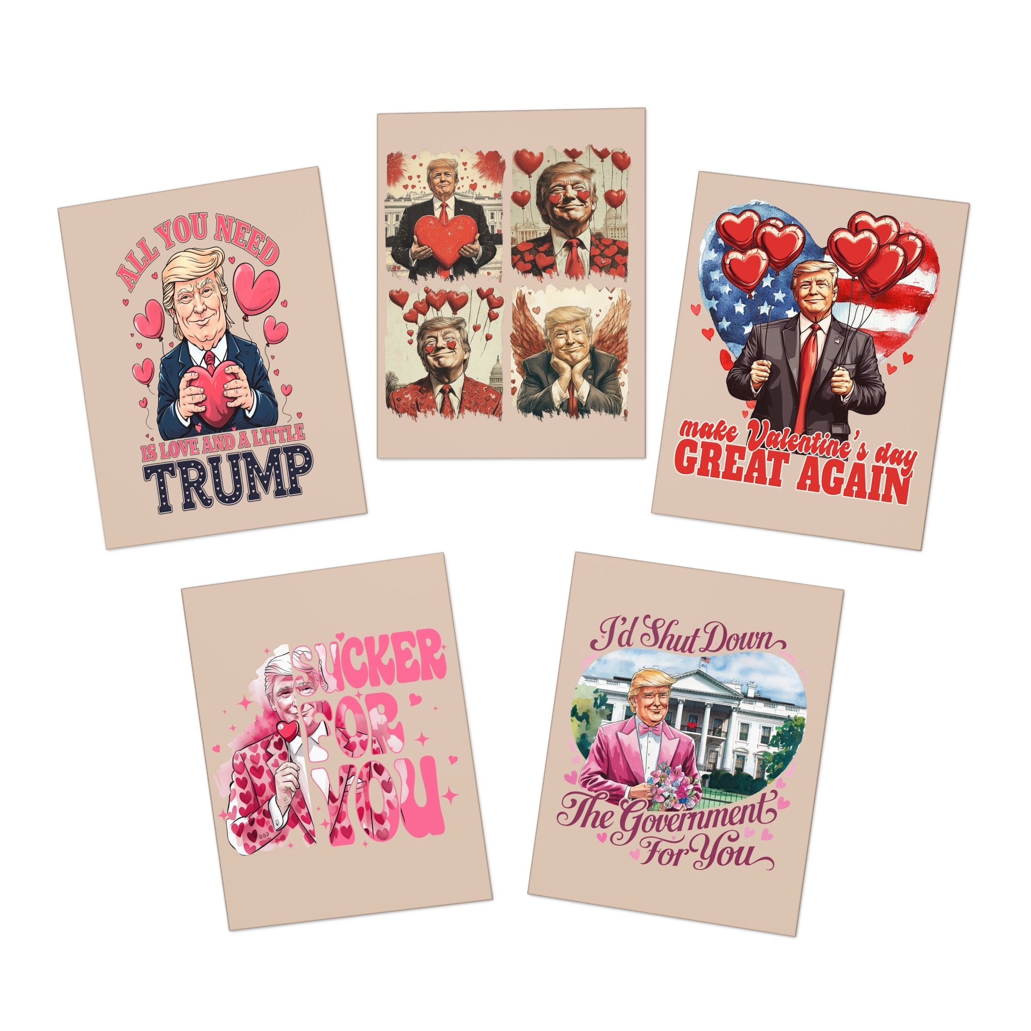 Trump Valentine Greeting Cards 5 Pack - w/envelopes - PatriotDepot.com