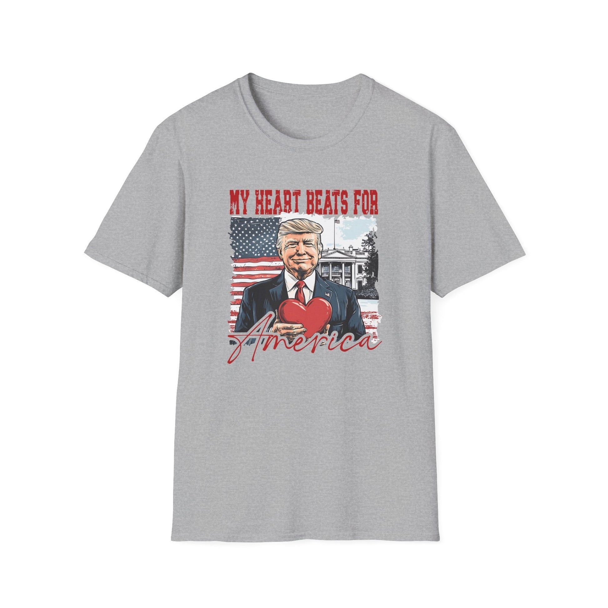 Trump Valentine "My Heart Beats for America" T-Shirt - PatriotDepot.com