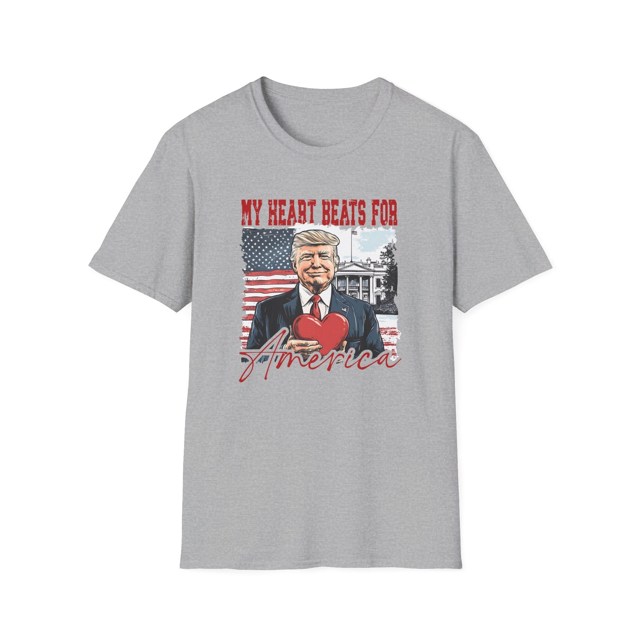 Trump Valentine "My Heart Beats for America" T-Shirt - PatriotDepot.com