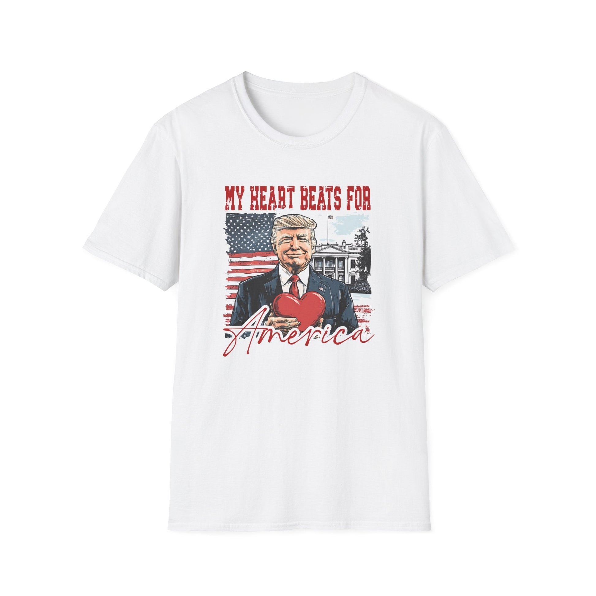 Trump Valentine "My Heart Beats for America" T-Shirt - PatriotDepot.com
