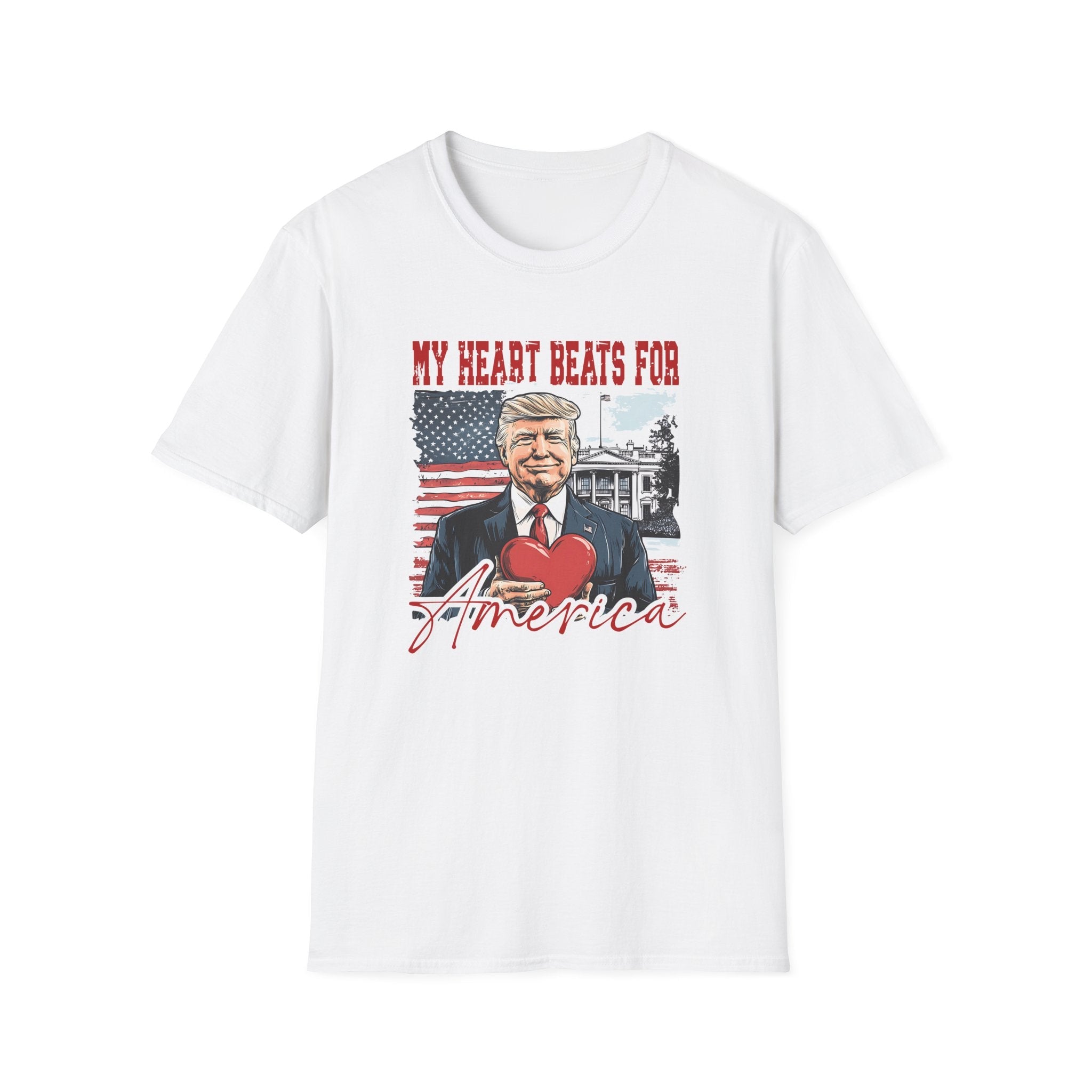 Trump Valentine "My Heart Beats for America" T-Shirt - PatriotDepot.com
