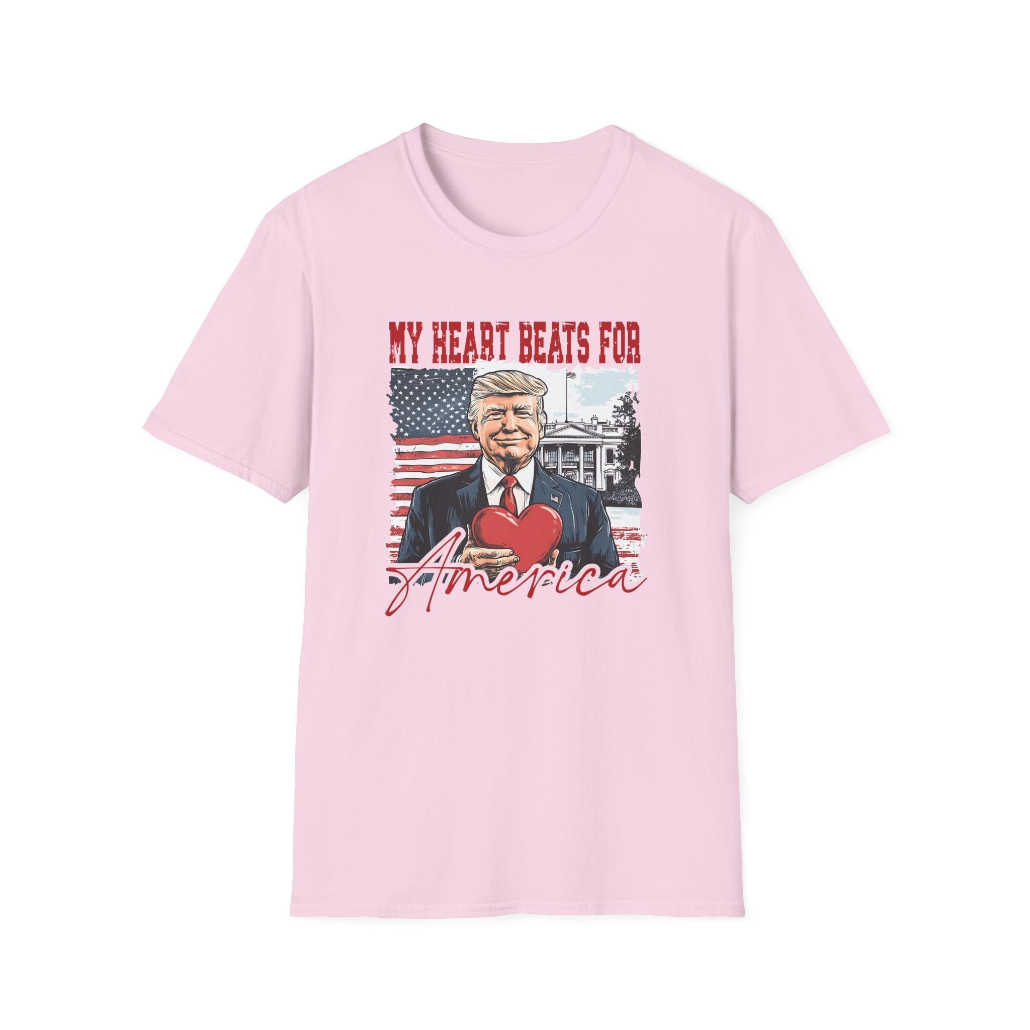 Trump Valentine "My Heart Beats for America" T-Shirt - PatriotDepot.com