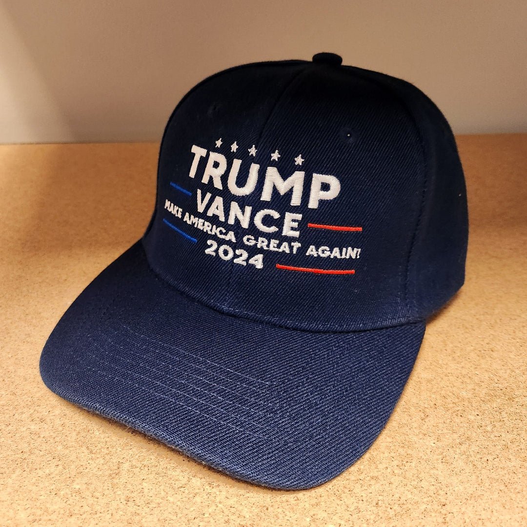 Trump Vance 2024 Make America Great Again Custom Embroidered Hat (Navy) - PatriotDepot.com