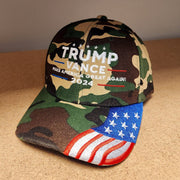Trump Vance 2024 Make America Great Again Embroidered Hat w/Flag Bill (Camo) - PatriotDepot.com