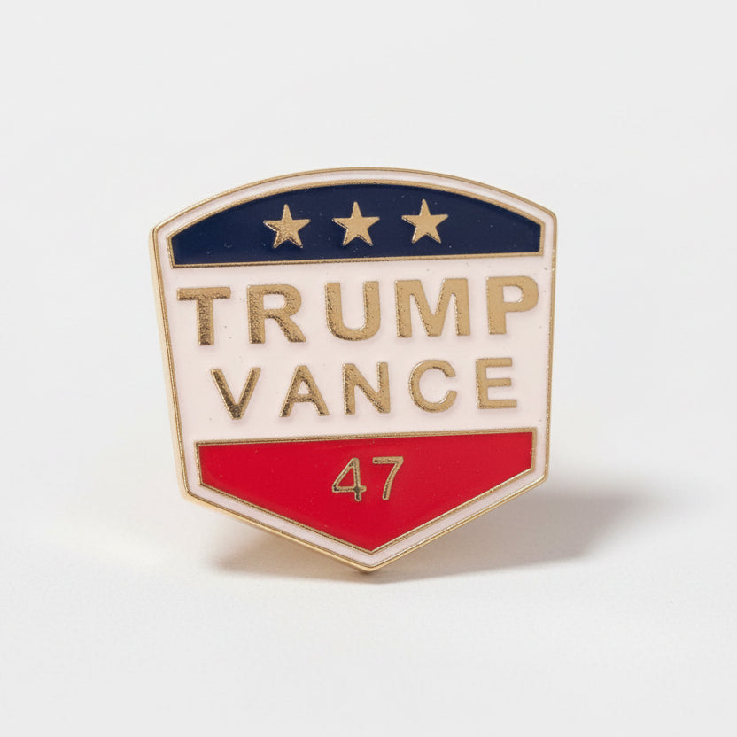 Trump Vance 47 Tri - Color Enamel Lapel Pin - PatriotDepot.com