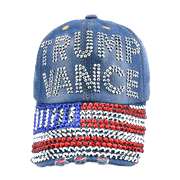 Trump Vance Rhinestone Patriotic Hat - PatriotDepot.com