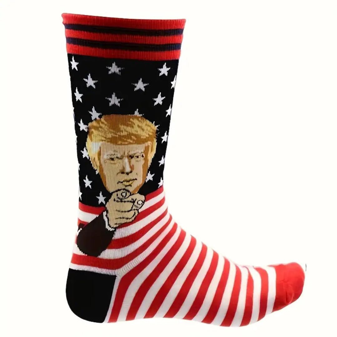 Trump with Stars Patriotic Socks - PatriotDepot.com