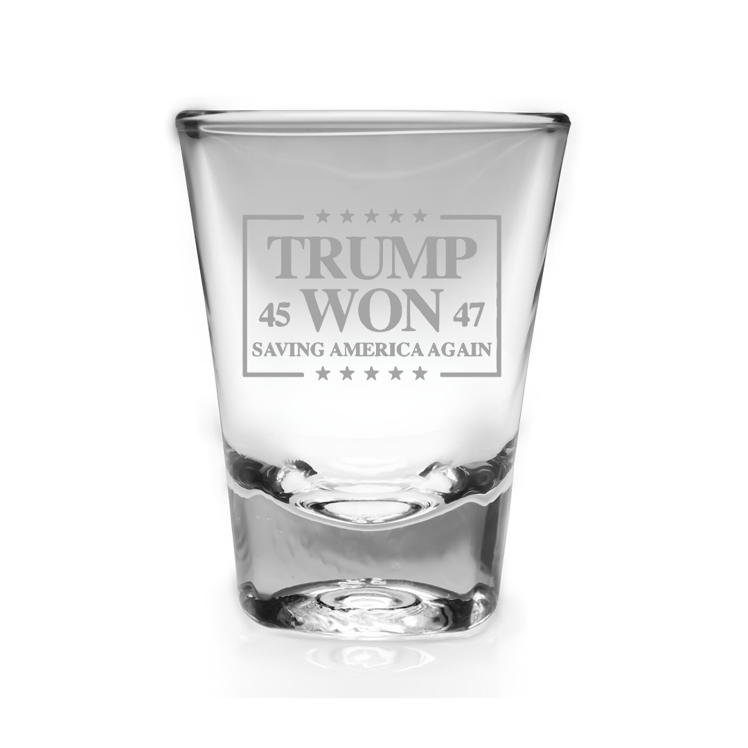 Trump Won 45 - 47: Saving America Again Shot Glass - PatriotDepot.com