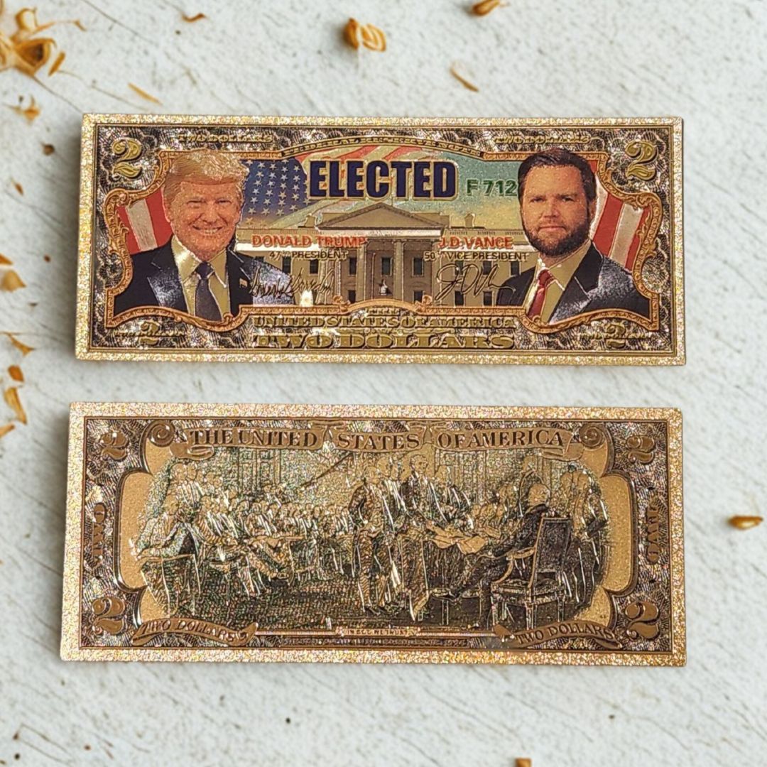 Trump–Vance 2024 Commemorative Gold Replica Note – “Elected” Edition - PatriotDepot.com