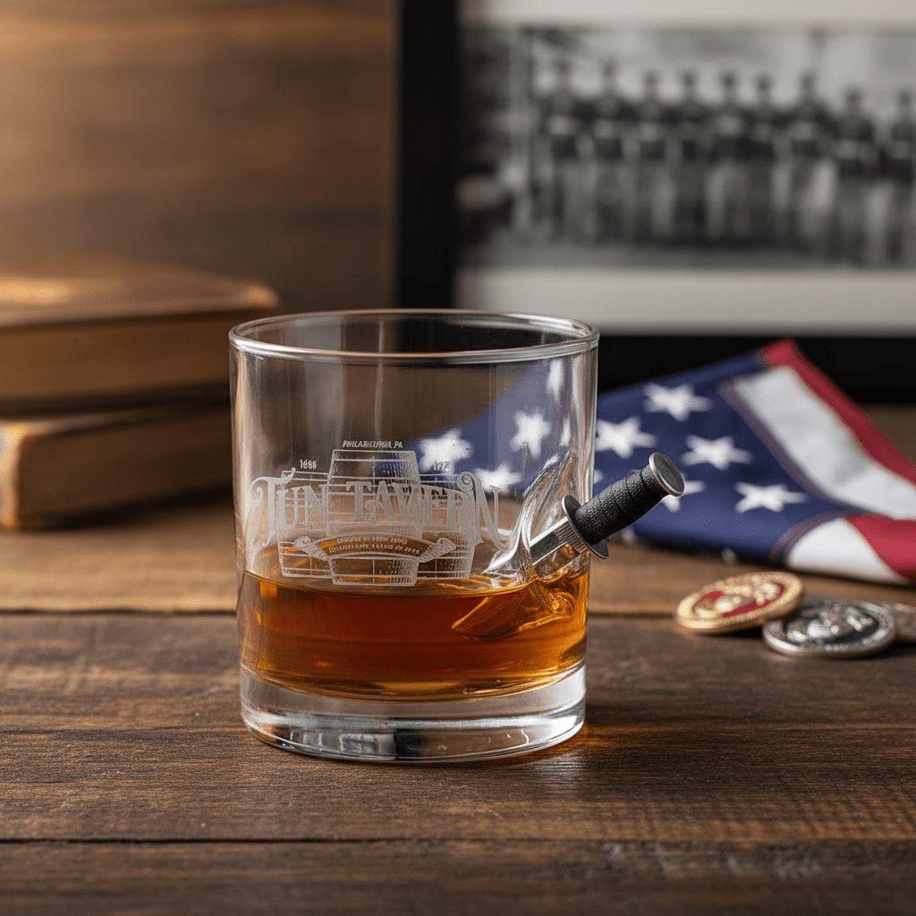 Tun Tavern Combat Knife Whiskey Glass | USA Made - PatriotDepot.com
