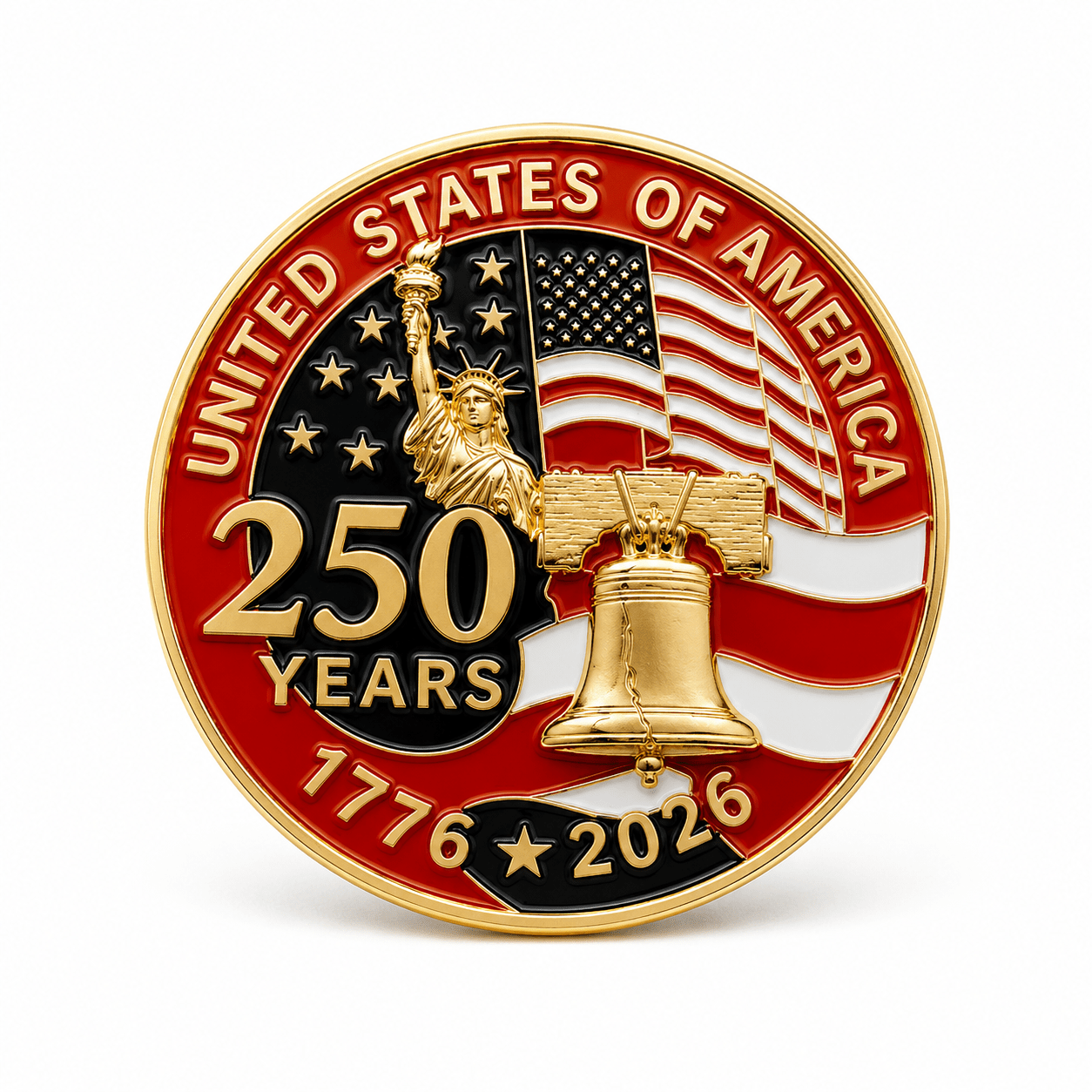 United States of America 250 Years Gold Plated Lapel Pin - PatriotDepot.com