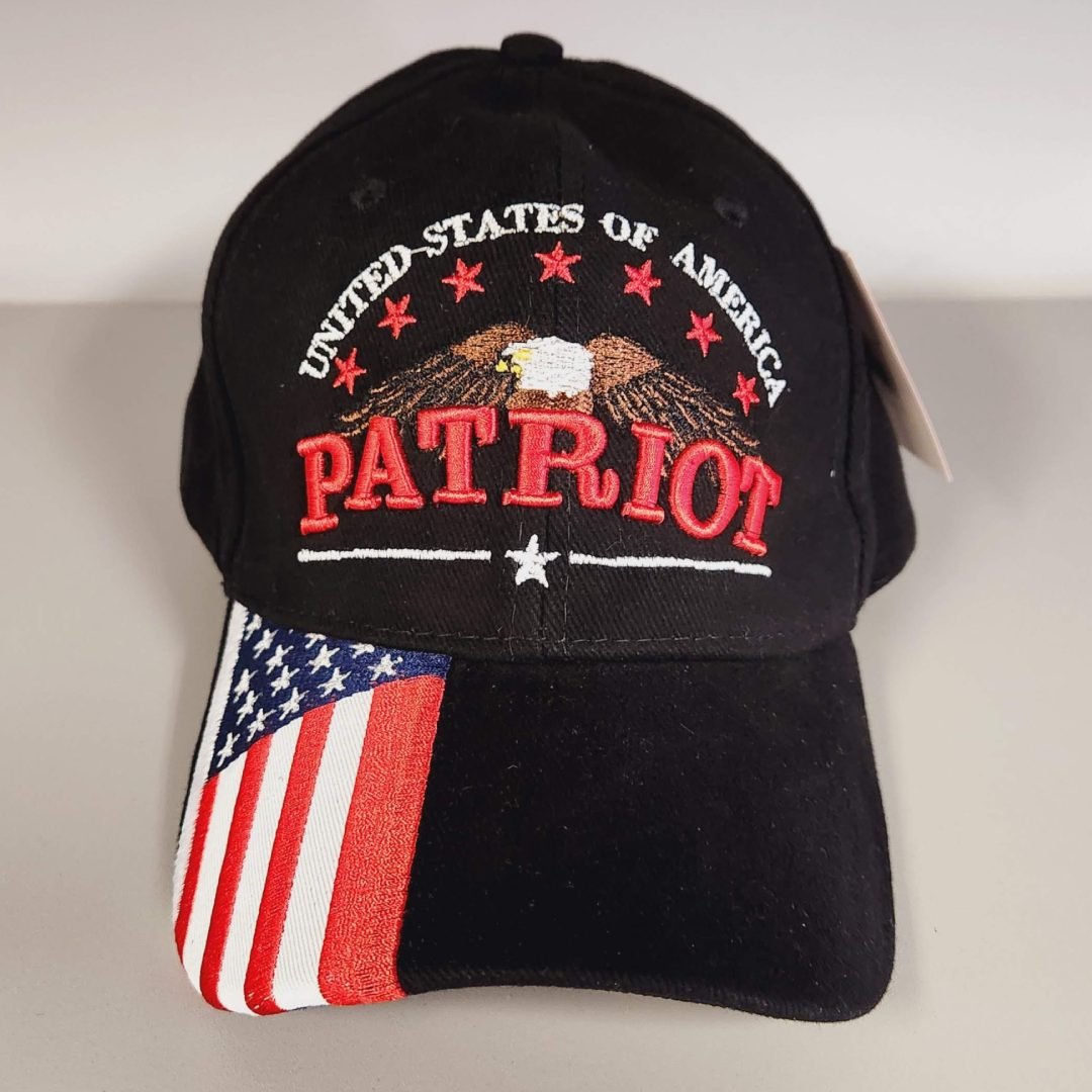 United States of America Patriot Hat with Flag Bill (Black) - PatriotDepot.com