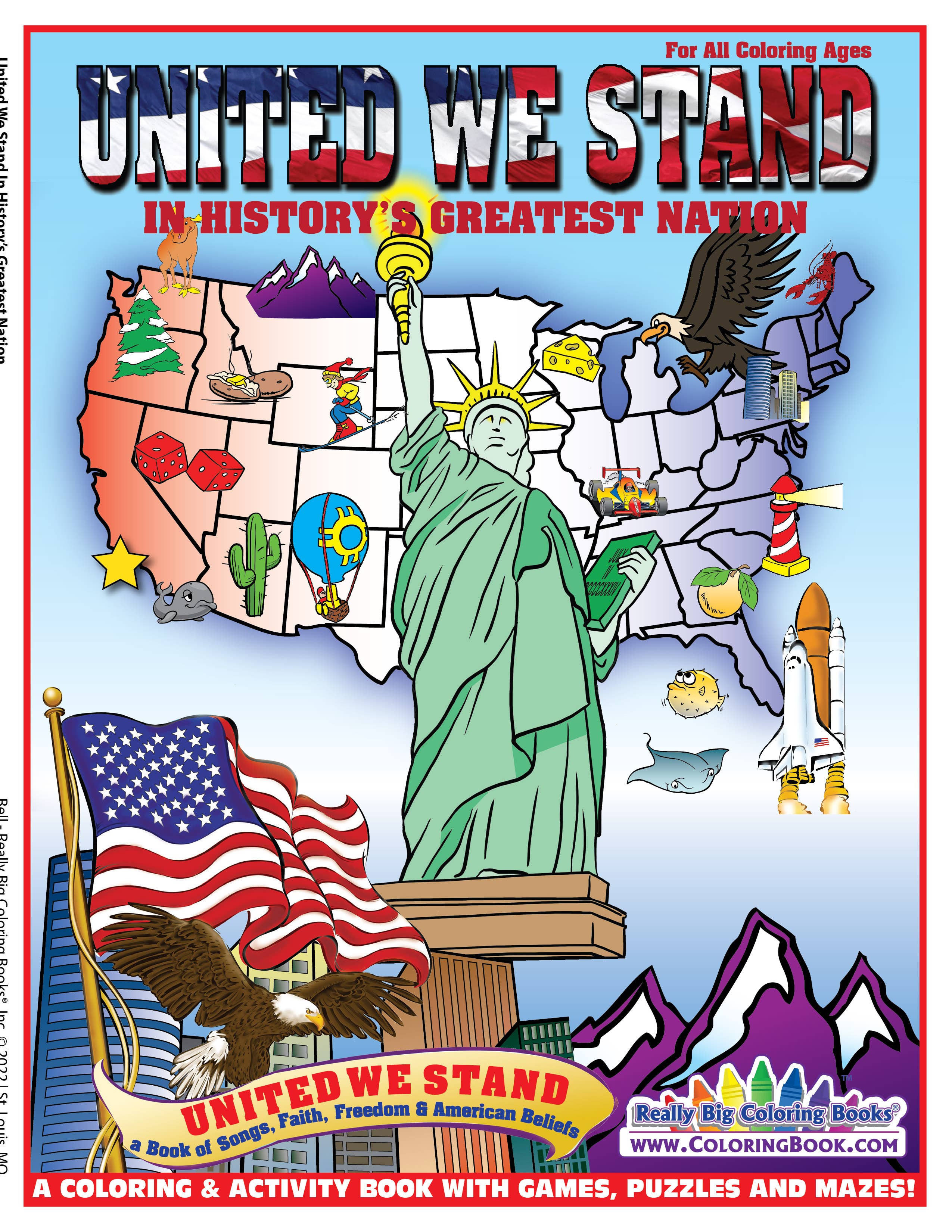 United We Stand Patriotic Coloring Book | Faith, Freedom & American Symbols | 40 Pages | 8.5" x 11" - PatriotDepot.com