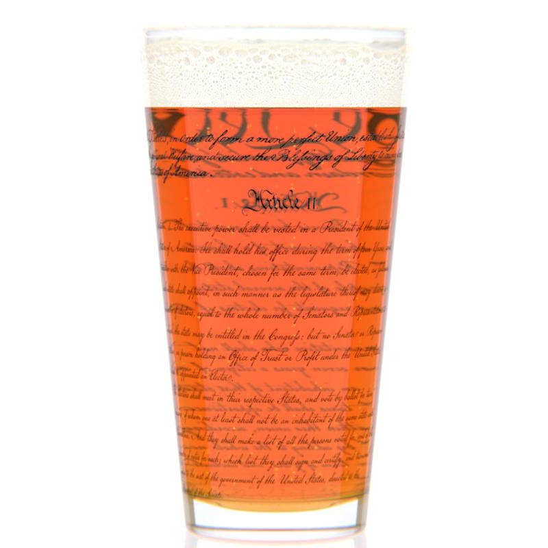 U.S. Constitution Pint Glass | 16 oz American Heritage Glassware | Patriotic Gift - PatriotDepot.com
