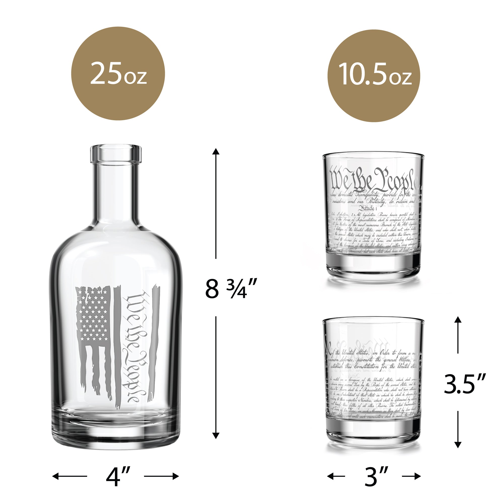 U.S. Constitution "We the People" Decanter & 2 Glass Set - PatriotDepot.com