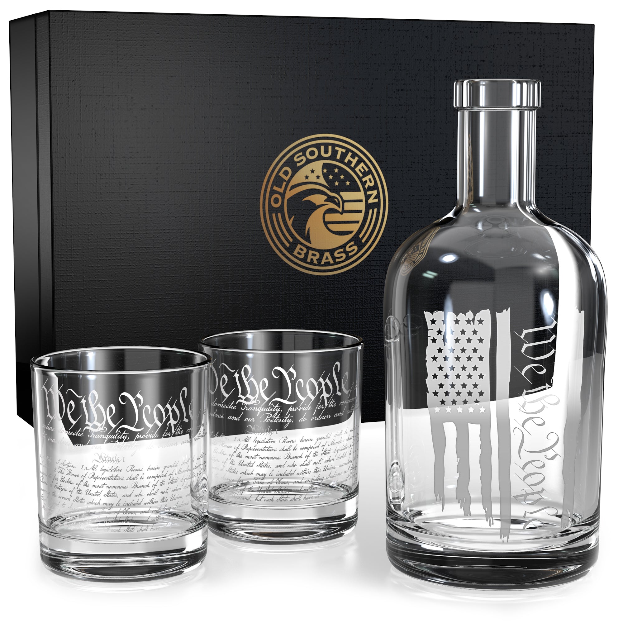 U.S. Constitution "We the People" Decanter & 2 Glass Set - PatriotDepot.com