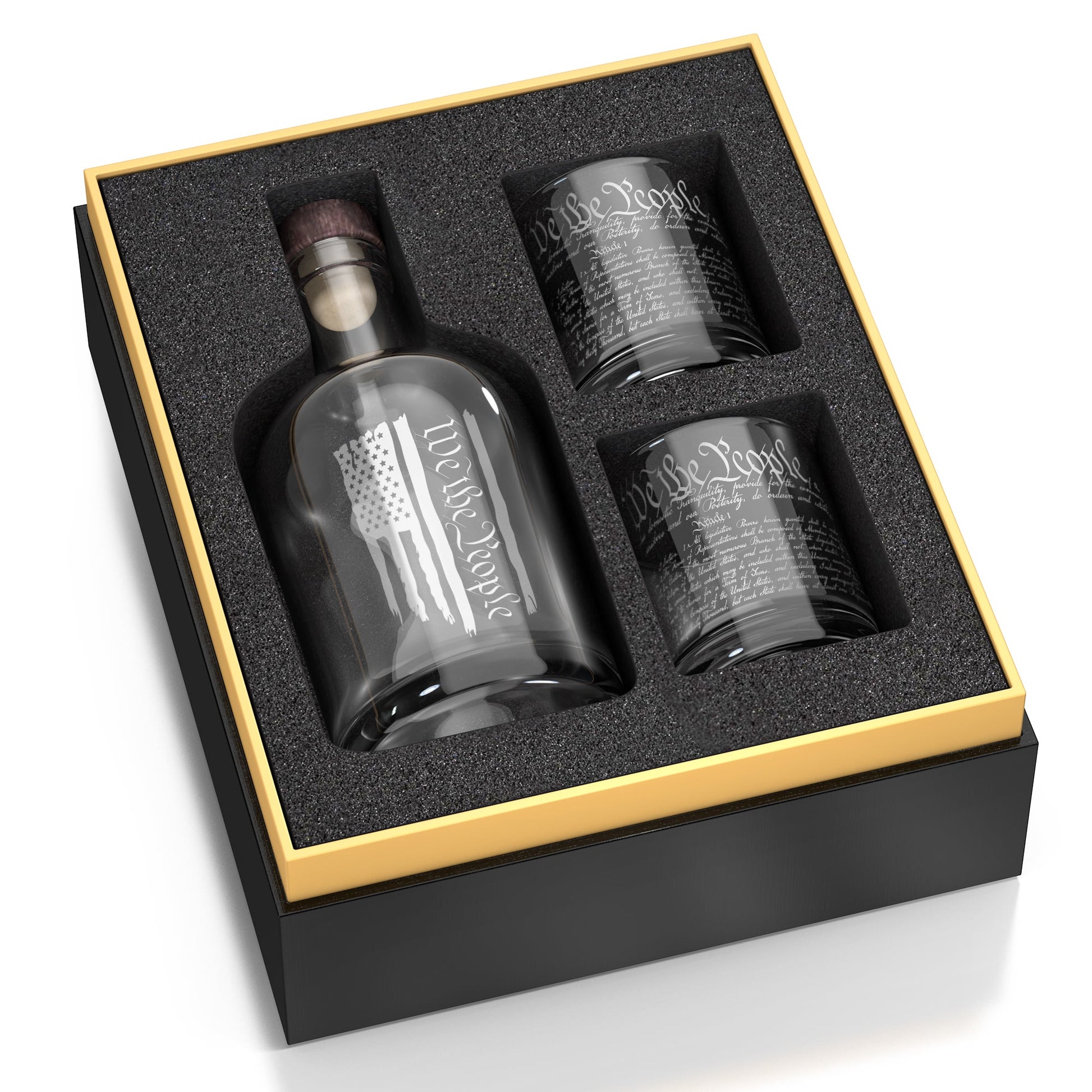 U.S. Constitution "We the People" Decanter & 2 Glass Set - PatriotDepot.com