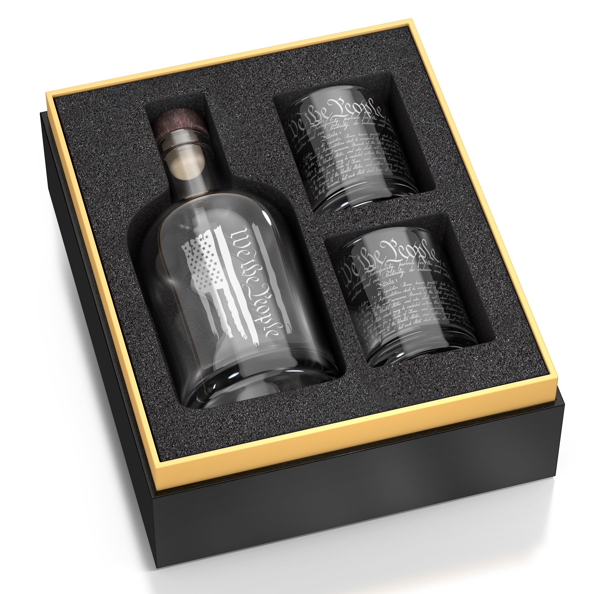 U.S. Constitution "We the People" Decanter & 2 Glass Set - PatriotDepot.com
